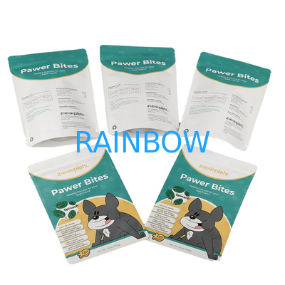 Logo yang disesuaikan Stand Up Pouch Kraft Paper Bag untuk Dog Treat Digital Print Tas Mylar yang dapat ditutup kembali