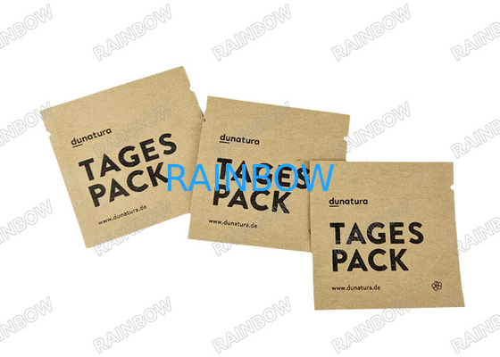 Tas Teh Kosong Biodegradable Custom Tiga Sisi Seal Panas Tas Kemasan Teh Kopi Kantong Kemasan Tablet Kertas Kraft