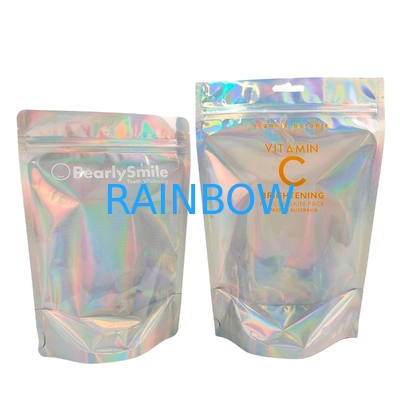 Kantong Foil Warna Holografik yang Disesuaikan dengan Fungsi Anti Bau dan Dapat Disegel Ulang