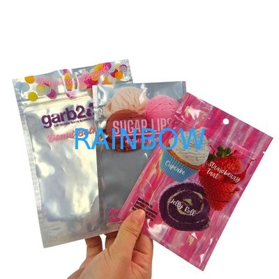 Desain Custom Self-Sealing Moisture-Proof Heat-Sealed Zipper Transparan Front Aluminium Foil Back Mylar Plastic Bag untuk Gula