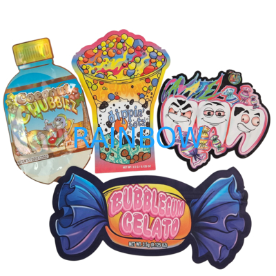 Logo Kustom 3.5g 7g 14g Kemasan Segel Makanan Plastik PE yang Dapat Ditutup Kembali Kantong Foil Zip Lock Bukti Bau Anak Herbal Gummy Mylar Bag