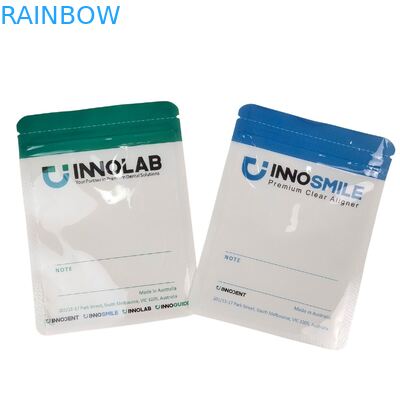 Tas Zipper Logo yang dapat disesuaikan untuk pemasangan gigi dengan penyegelan panas dan kantong plastik Mylar yang jelas di satu sisi