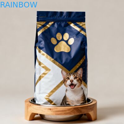 Custom Biodegradable Animal Feed Food Packaging Mylar Bags Side Gusset Pouch Dog Cat Pet Food Zipper Bag dengan Katup