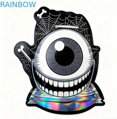 Custom Die Cut Mylar Bags dengan Zipper Proof Anak dan Desain Holographic untuk Pengemasan Snack